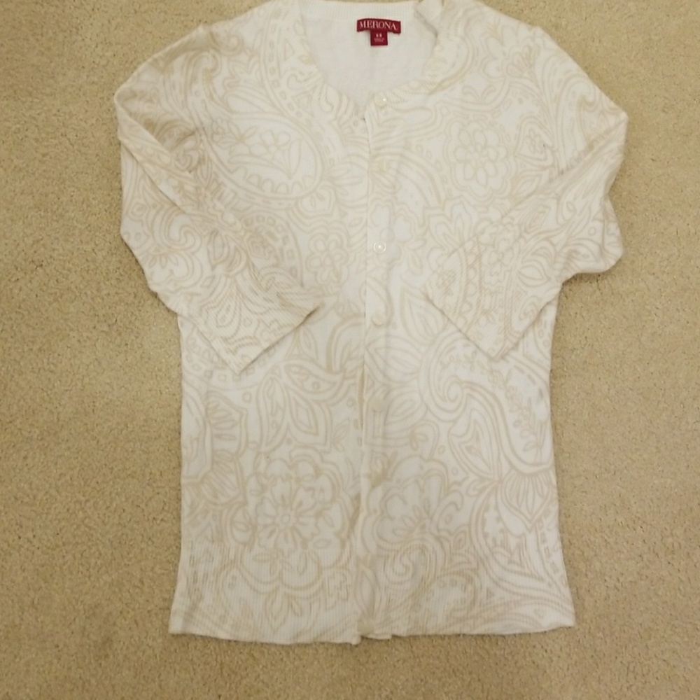 Tan and white design cardigan